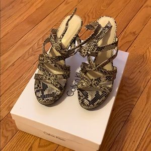 Calvin Klein Liz Classic Python print sandals